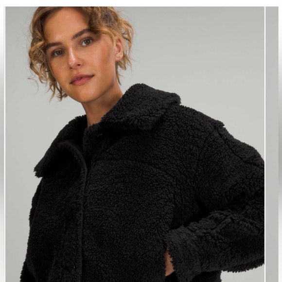 Lululemon NWOT black fleece textured button teddy jacket - Picture 13 of 15